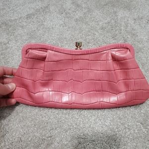 Banana republic pink clutch EUC embossed crocodile